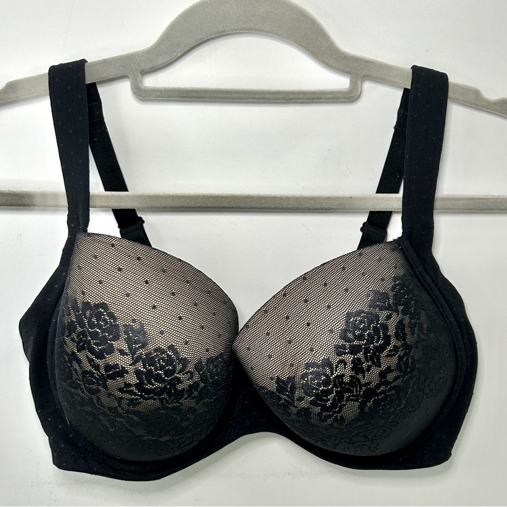 Soma Stunning Support Full Coverage Black Lace & Tan Adjustable Strap Bra 34DDD